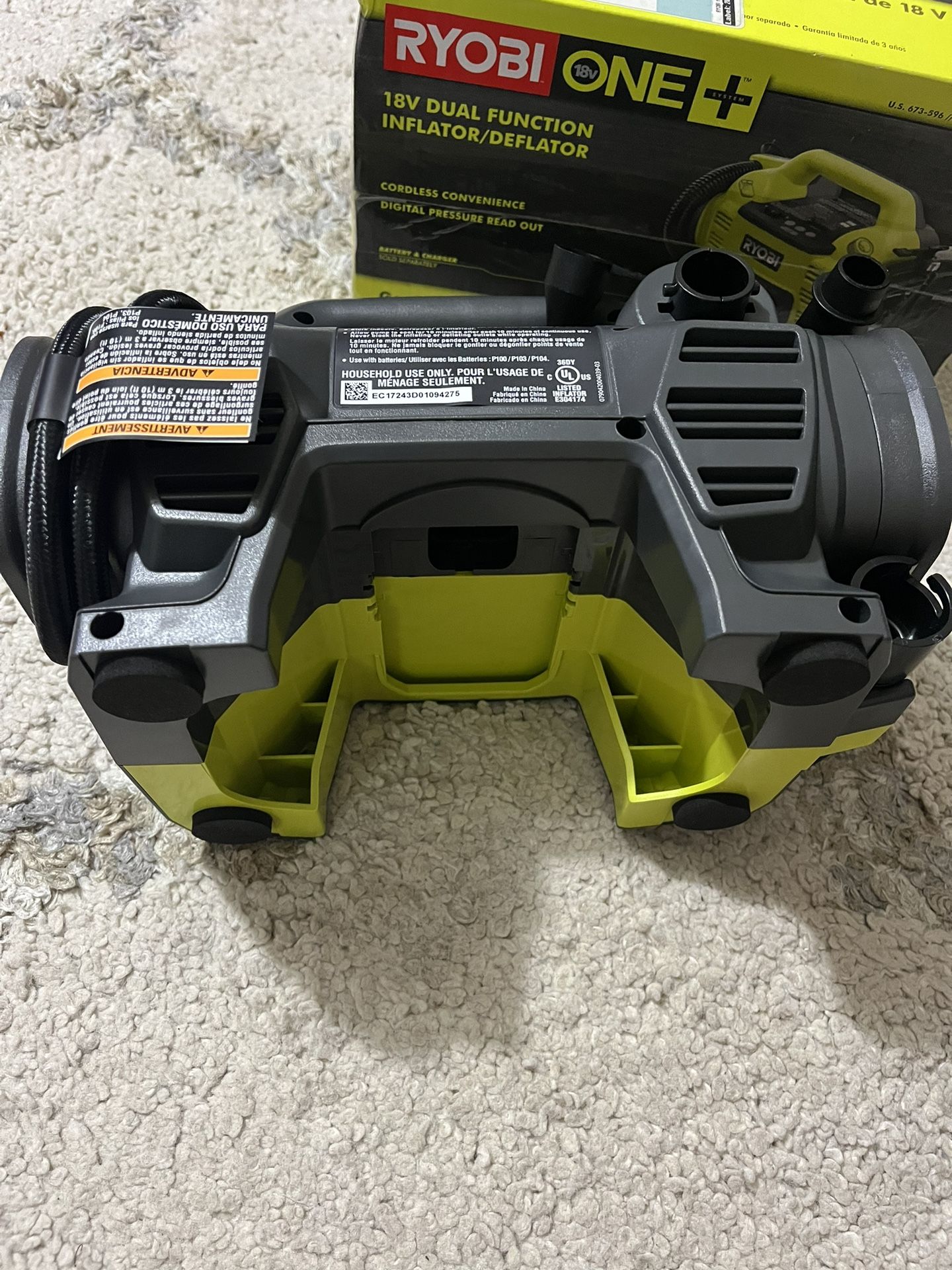 Ryobi P One V Dual Function Power Inflator Deflator Cordless Air