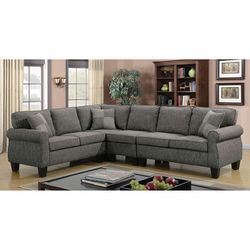 Brand New Grey Grey Transitional Style Sectional Sofa 