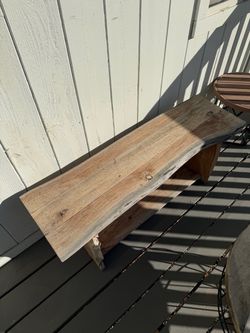 Rustic Wood Bench with Lower Shelf