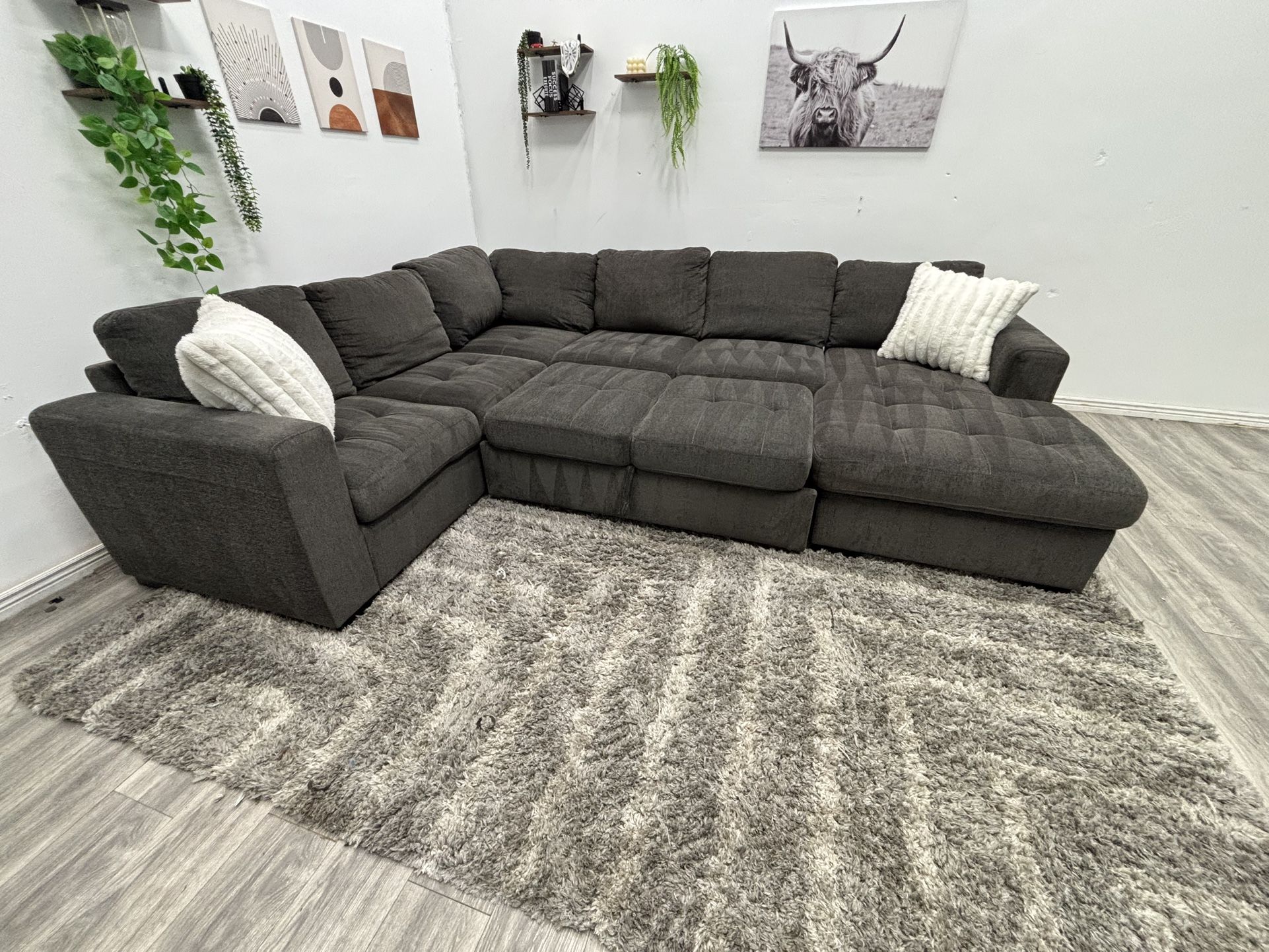 Gray Sectional Couch Pull Out Bed - Free Delivery