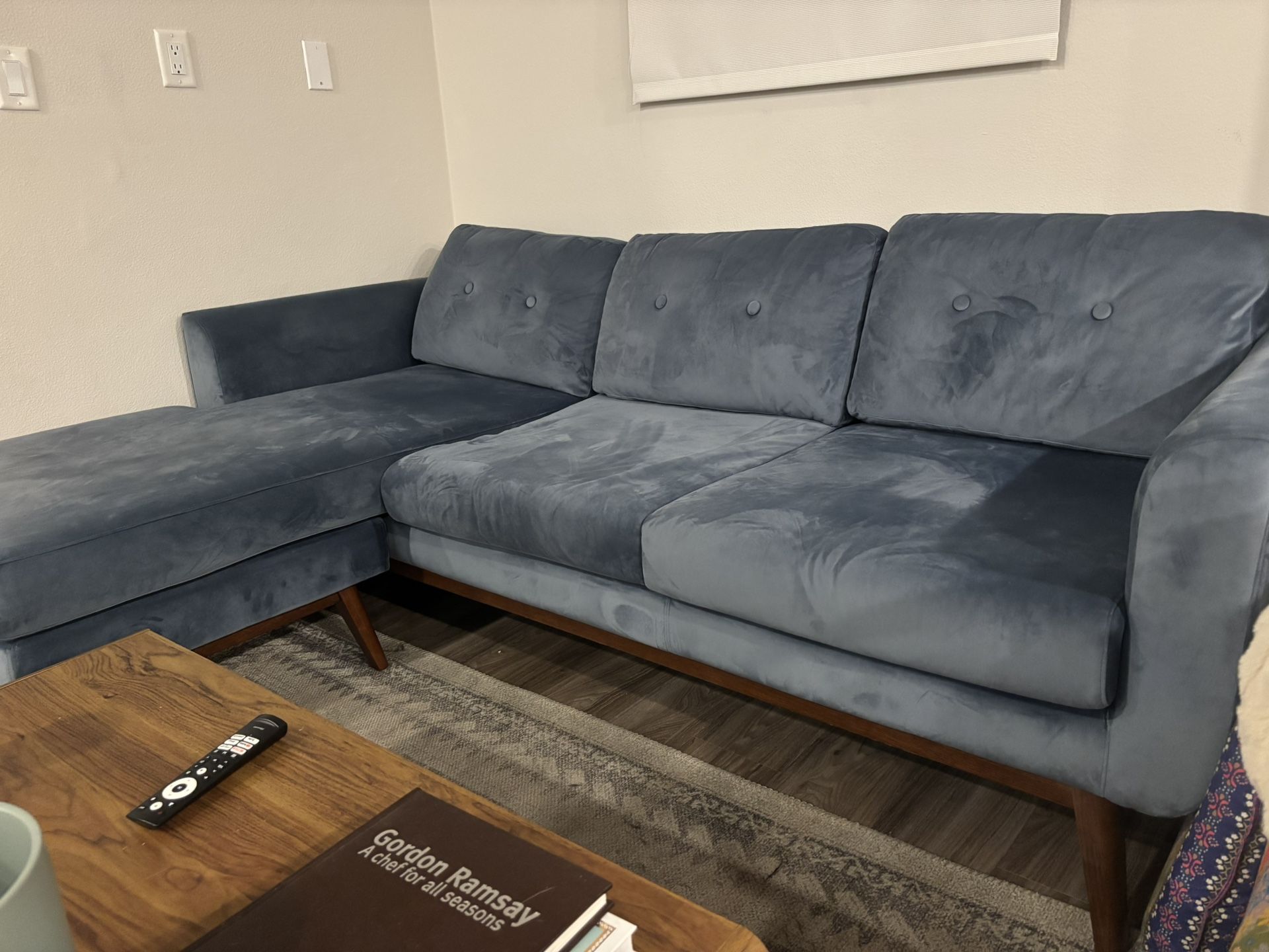 86” Velvet Reversible Sofa Chaise – $150 (Great Condition)