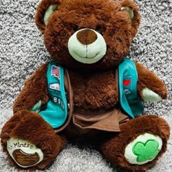 Bear Thin Mints Girls Scout USA With Jacket Stuffed Plush Animal Toy Brown
