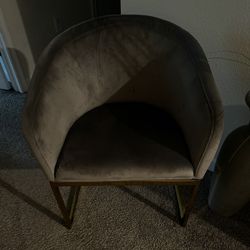 Grey Sued Chair With Gold Rim 