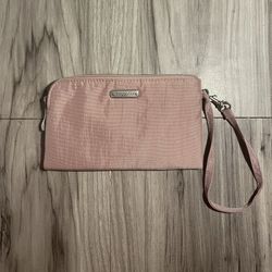 Baggallini light purple Wallet Wristlet Silver Fringe Clutch Wrist Strap Zip