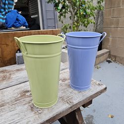 Colored decorative buckets for our plants or anything else