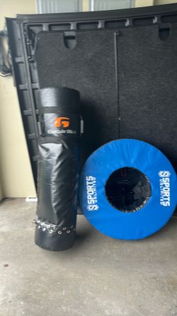 Football, tackling dummy and tackling donut