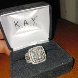Multi Diamond Engagement Ring 3 Ct Tw Princess/Round 10k White Gold 