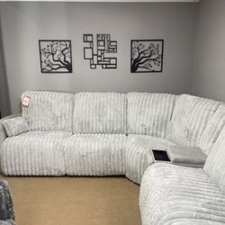 Fog Corduroy 6-Piece Power Reclining Sectional w/ Storage Console