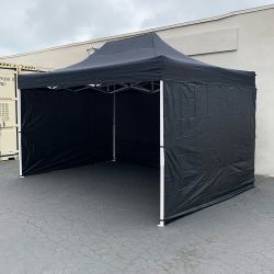 New in Box $180 Heavy Duty EZ Popup Canopy 10x15’ with (3 Sidewalls) Outdoor Gazebo, Carry Bag (2 Colors)