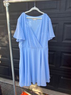 Altard state Light Blue Swiss Dot Wrap Dress