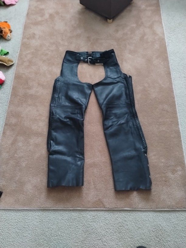Motorcycle Chaps / Leather Braided Sides