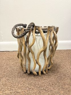 Driftwood and Glass Candle Lantern