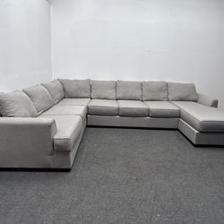 Oversized Tranquility Light Beige Extended Sectional Sofa. Made in USA. We deliver & setup.