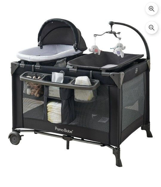 Pamo Babe 4-in-1 Baby Playard with Bassinet & Changing Table for Newborn