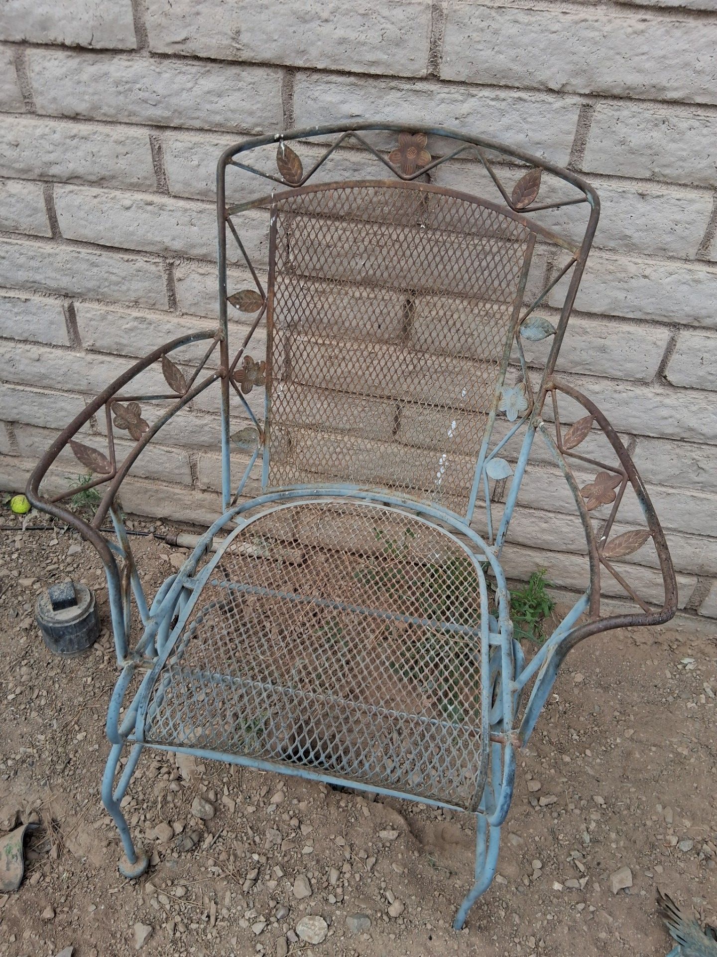 Vintage wrought iron table and 3 chairs