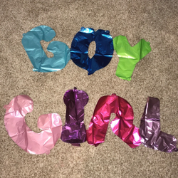 ggde boy & girl letters colored pink blue balloons