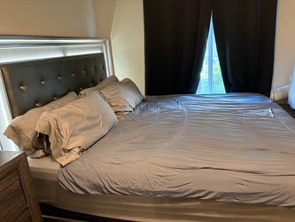 King bedroom set: bed frame + mattress and box spring + dresser + nightstand!