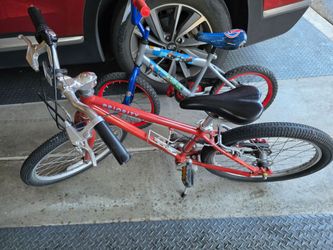 Red priority bike - $20, Blue huffy Spiderman- $ 10 Works, normal wear.