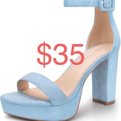 Women’s Chunky Platform Heels 4 Inch Block Heeled Sandals Comfortable Open Toe Strappy Dress Shoes with Ankle Strap for Wedding Party Prom & Evening O