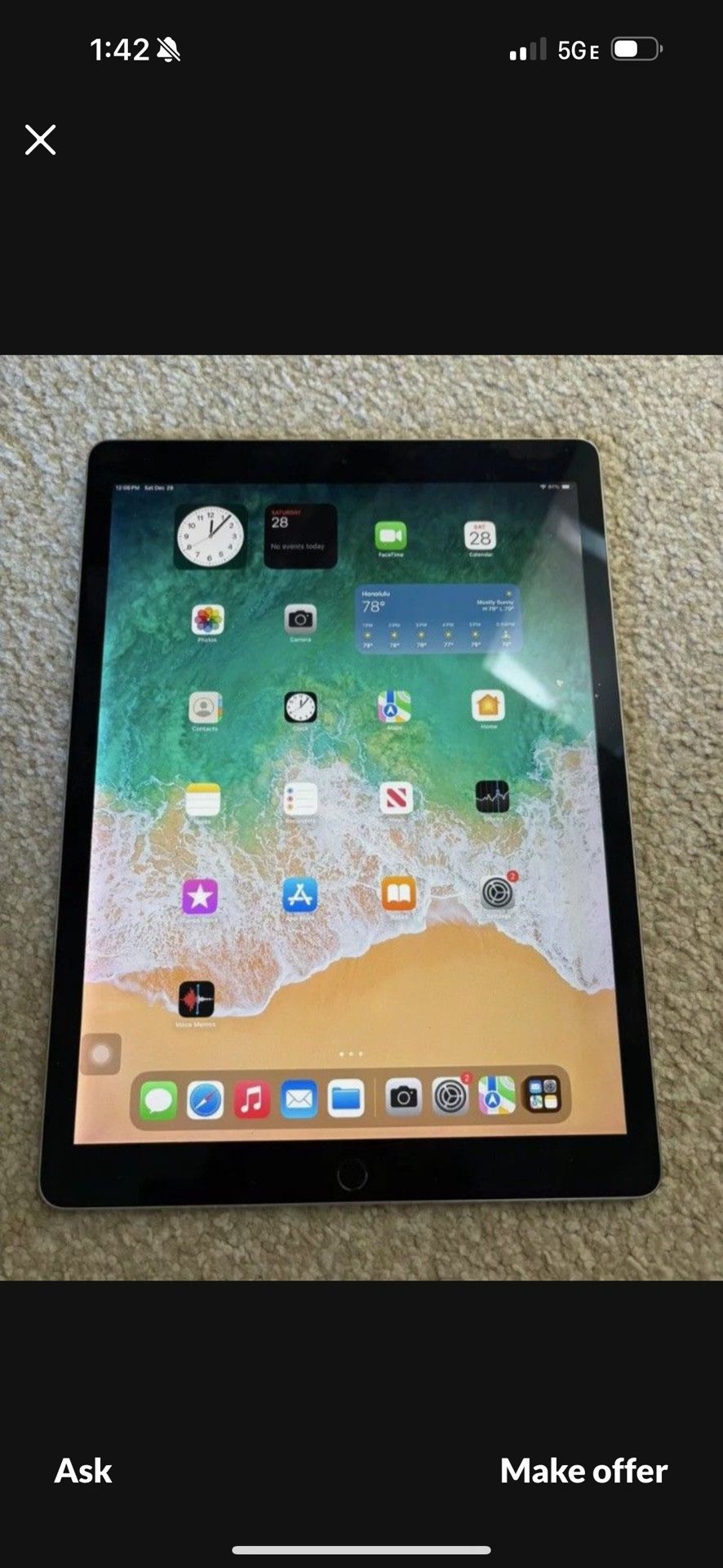 Ipad Pro 12.9 2nd Gen 256 GB Wi-Fi & Cellular Modem