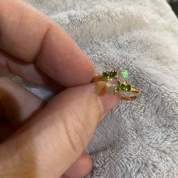 Premium Ethiopian Welo Opal and diopside ring Sz 8