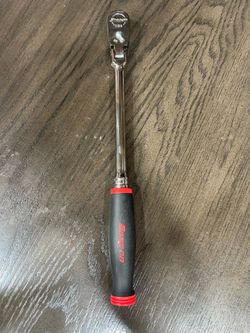Snap On NEW 3/8" Drive RED Soft Grip Long Handle Flex Head Chrome Ratchet FHLF80A