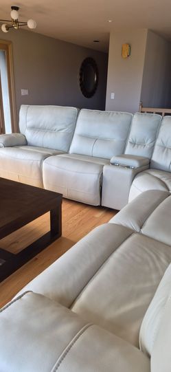 Leather reclining sectional