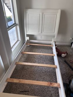 White Twin Bed Frame with Headboard