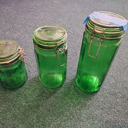 Green Glass Jars