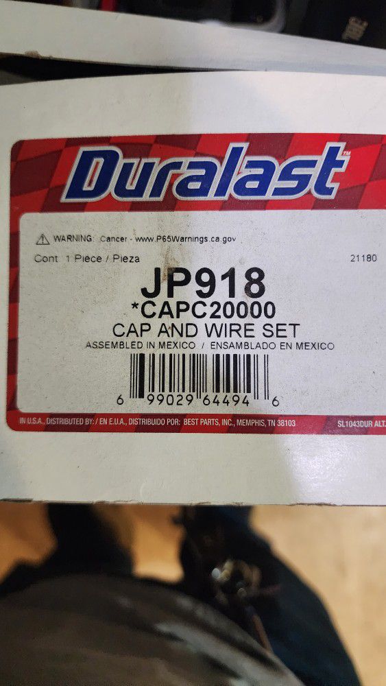 Duralast Dist Cap And Wires Set JP918 CAPC20000