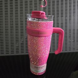 Juicy Couture Rhinestone Bedazzled Pink  Bling Stainless Steel 40oz Tumbler