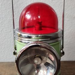 Antique Metal Can Vintage Lantern  Retro Red Strobe Flash Miner Railroad Train 