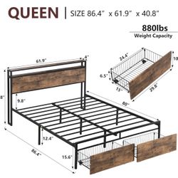 Queen Size Metal Bed Frame