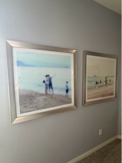 Set of 2 Framed Beach Scene Art Prints