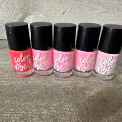 5 Color Vibe Gel Like Shine Nail Polish Cherry Blossom Feelin It Lilac Love Pink