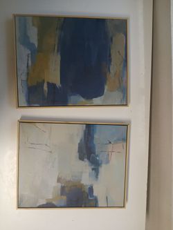 Set of 2 Modern Abstract Framed Canvas Prints