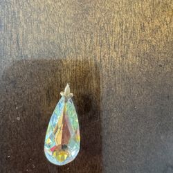 Clear Iridescent Crystal Teardrop Pendant Made with Swarovski