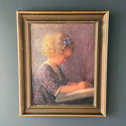 Antique California “Study of a Child” Oil Painting by Wanda Neumann, c.1920’s - Delivery Available