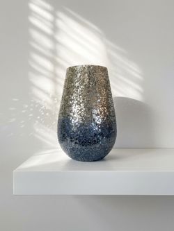 Contemporary ombre crackle/mosaic glass vessel / vase