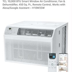 TCL 10,000 BTU Smart Window Air Conditioner, Fan & Dehumidifier Up To 450 Sq. Remote Control NEW/BOX $