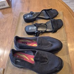 Two pair of new women's shoes black size seven