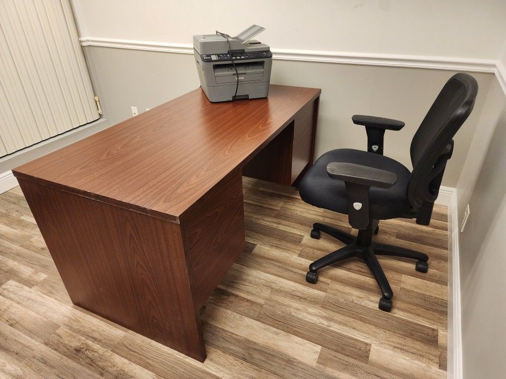 Office Desk Chair And Printer