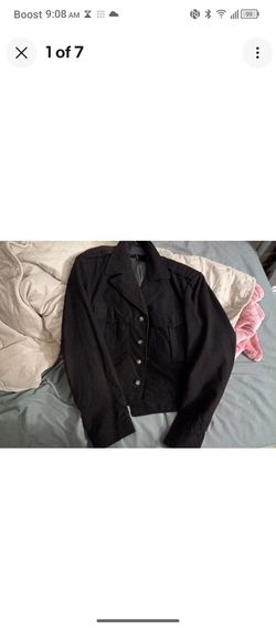 Eisenhower Jacket 1940s Vintage Black Distress Gothic Inspired Cropped Siz Large