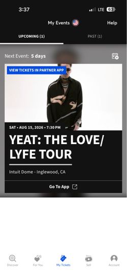 2 YEAT tickets for LOVE LYFE TOUR August 15th SATURDAY