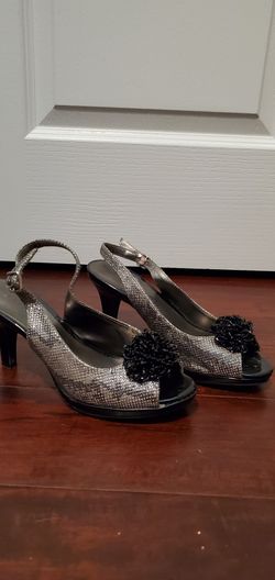 Women's black and silver heels by Karen Scott