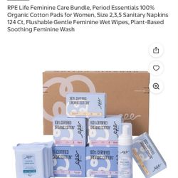 RPE Life Feminine Care Bundle 100% Organic Cotton Pads Size 2,3,5 Sanitary Pads Wipes Wash NEW  