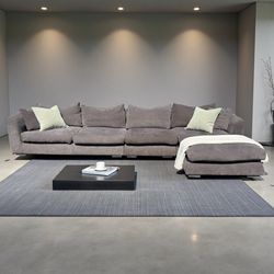 FREE DELIVERY - Real Feather 3 Pc Great Condition Grey Sectional