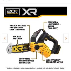 20 V 8 Inch Dewalt Pruning Chainsaw