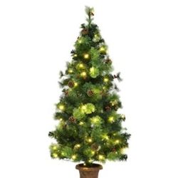 5 Ft. Prelit Christmas Tree W/Pinecones and Berries