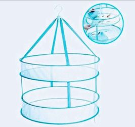 NEW Foldable Hanging Mesh Laundry Clothes Drying Basket Rack